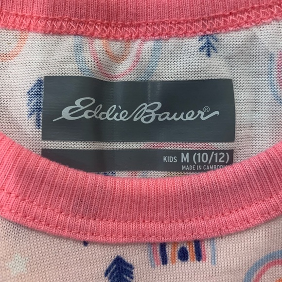 Girls Eddie Bauer Pink Pajama Set Size M 10/12 Like New Rainbows Arrows - Picture 12 of 14